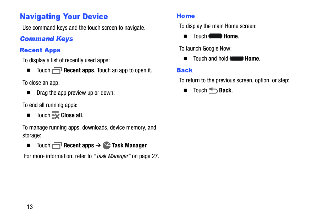 Command Keys Navigating Your Device