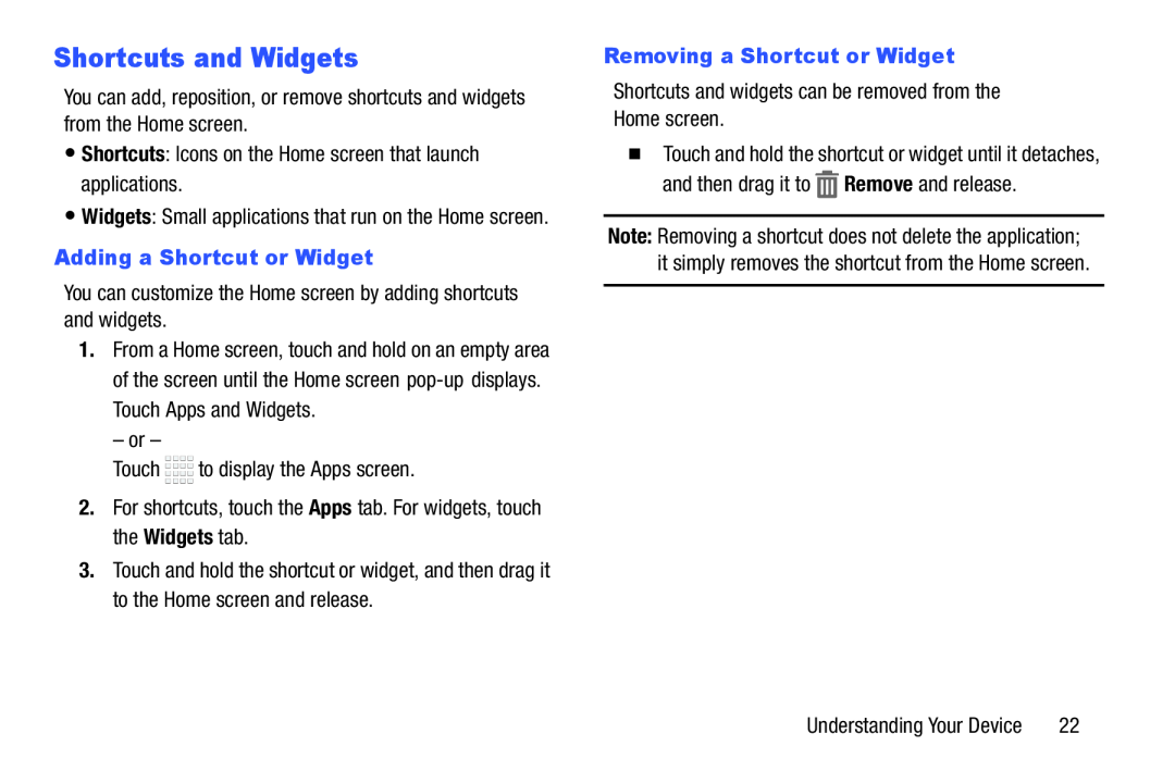 Shortcuts and Widgets