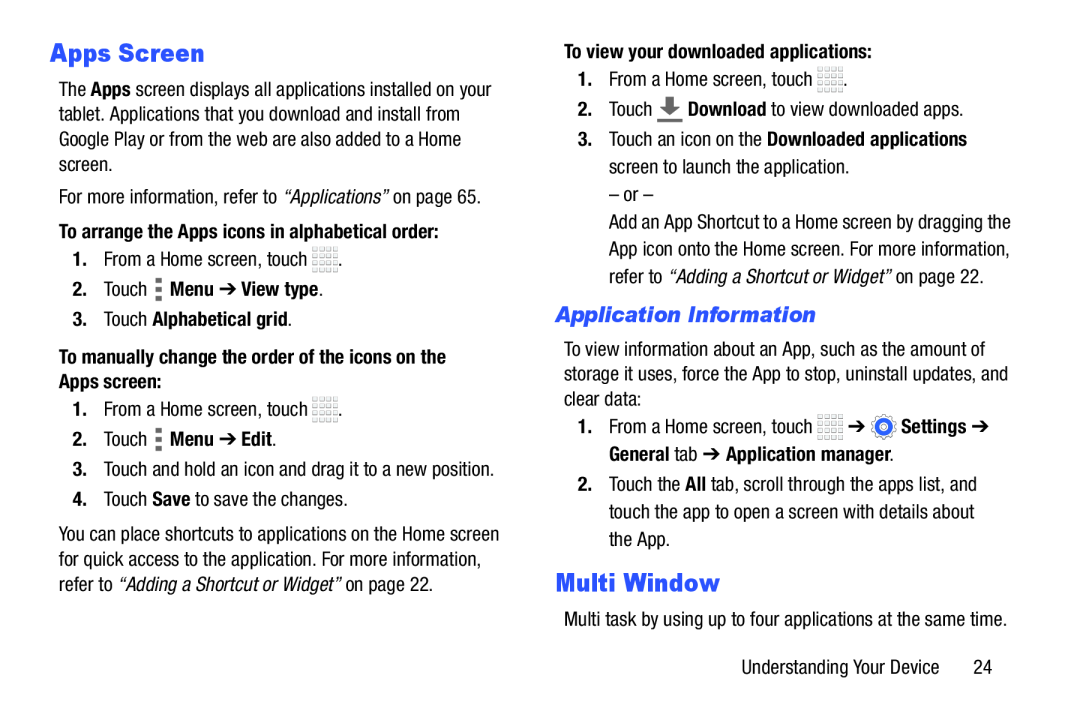 Application Information Galaxy Tab 4 8.0 Wi-Fi