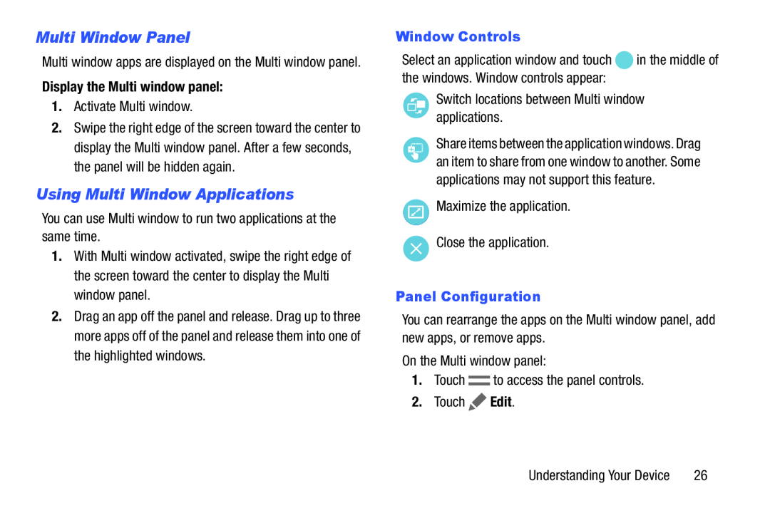 Using Multi Window Applications Galaxy Tab 4 8.0 Wi-Fi