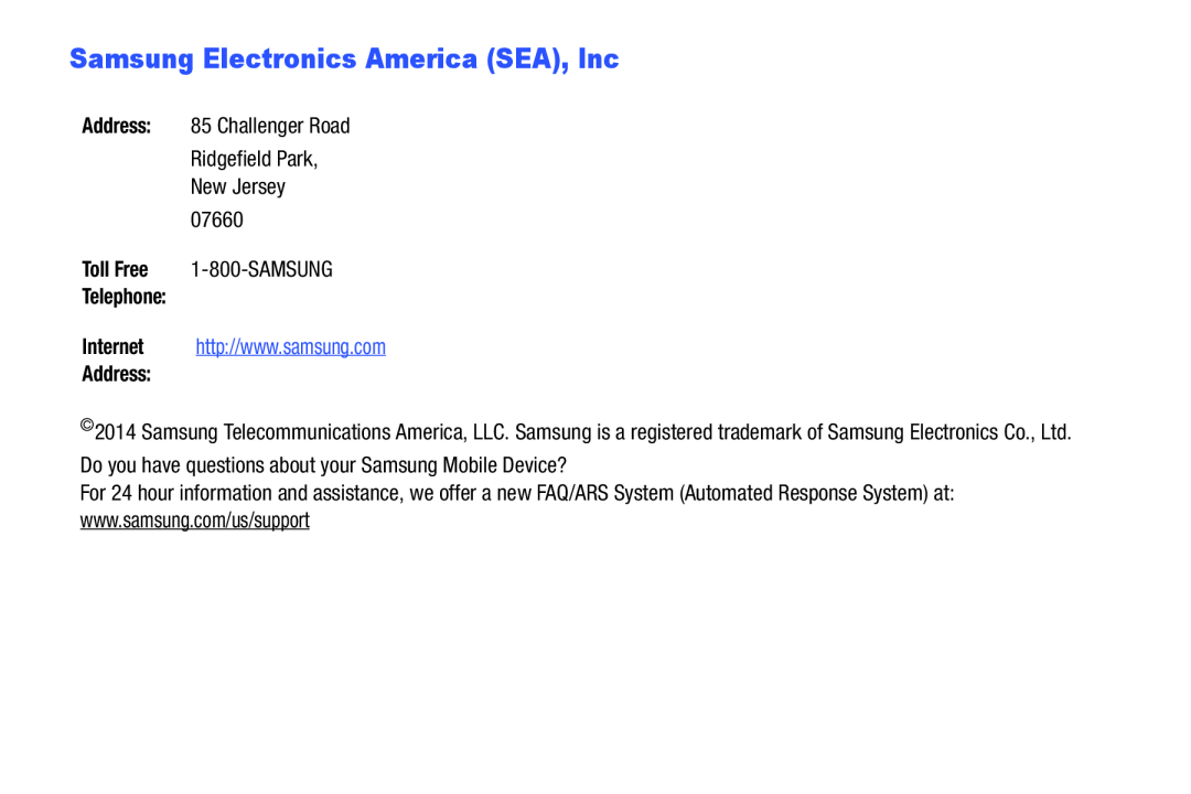 Samsung Electronics America (SEA), Inc Galaxy Tab 4 8.0 Wi-Fi