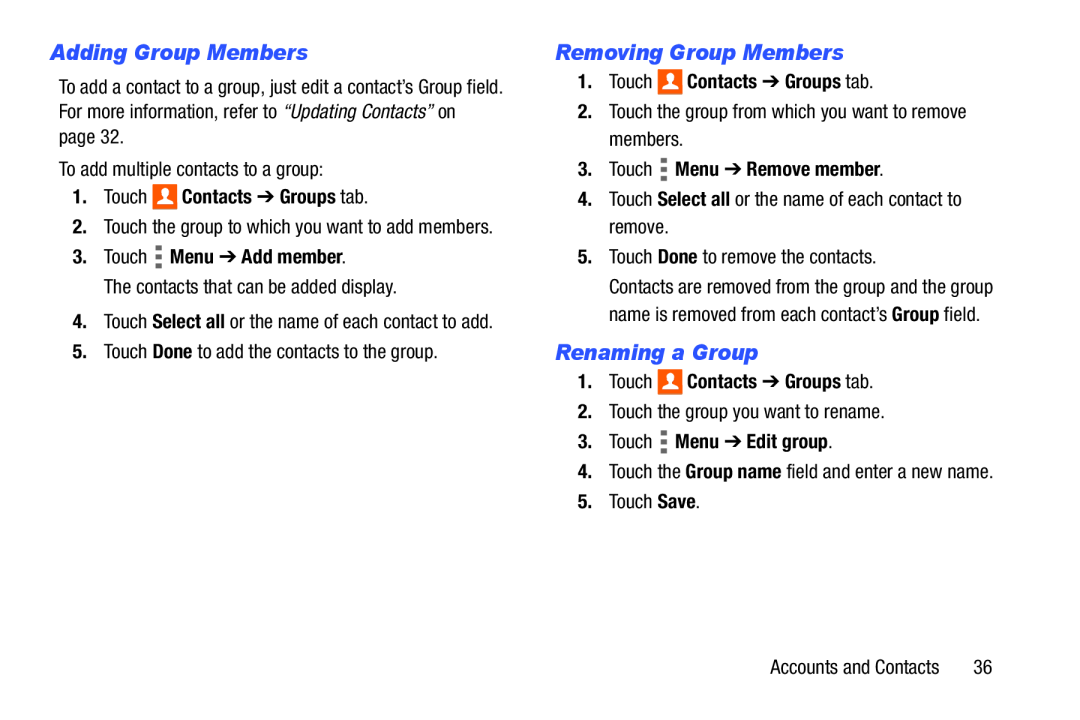 Removing Group Members Galaxy Tab 4 8.0 Wi-Fi