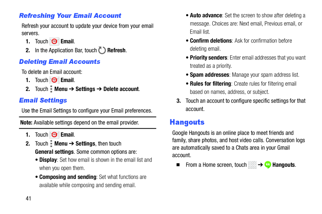 Deleting Email Accounts Galaxy Tab 4 8.0 Wi-Fi