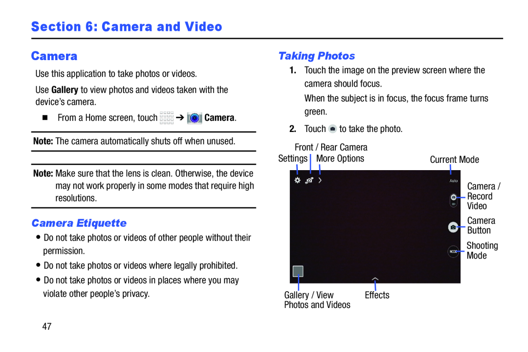 Section 6: Camera and Video Galaxy Tab 4 8.0 Wi-Fi