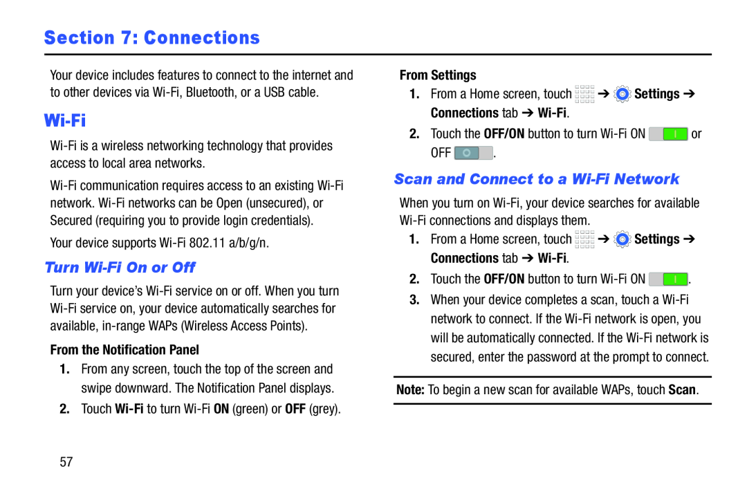 Section 7: Connections Galaxy Tab 4 8.0 Wi-Fi