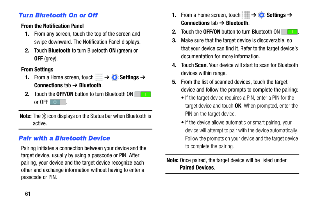 Turn Bluetooth On or Off Pair with a Bluetooth Device