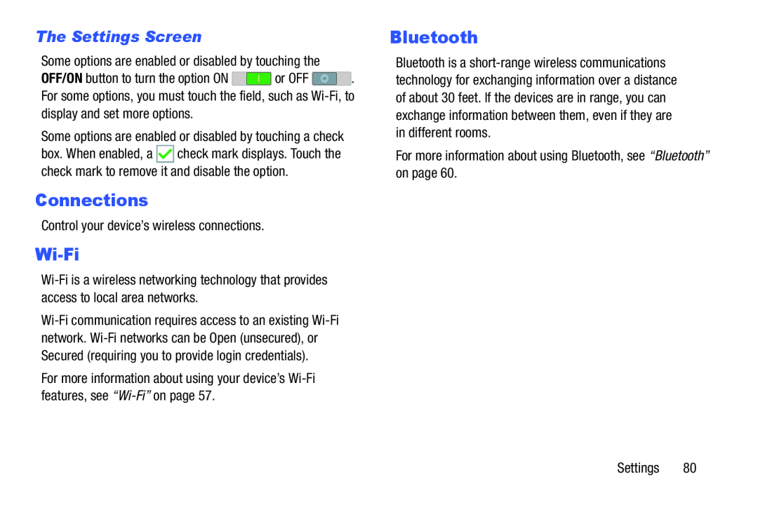 The Settings Screen Galaxy Tab 4 8.0 Wi-Fi