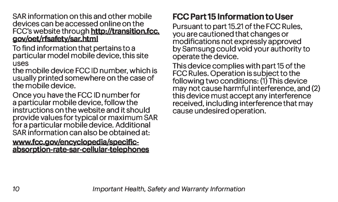 FCC Part 15 Information to User