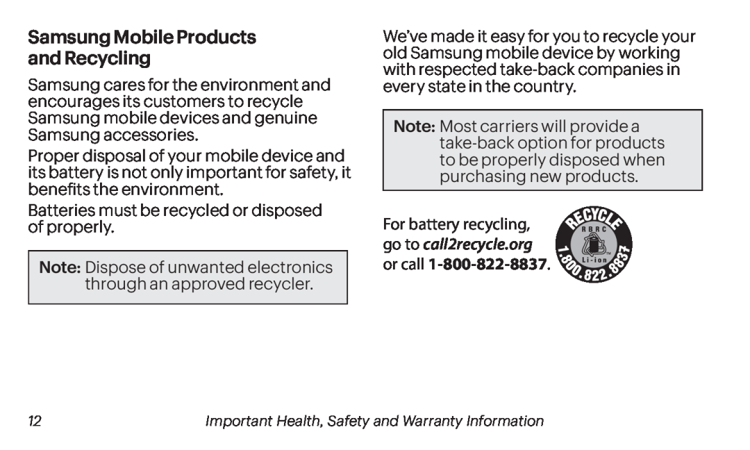 Samsung Mobile Products and Recycling