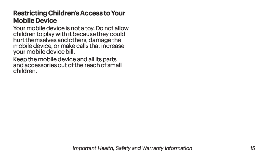 Restricting Children’s Access to Your Mobile Device