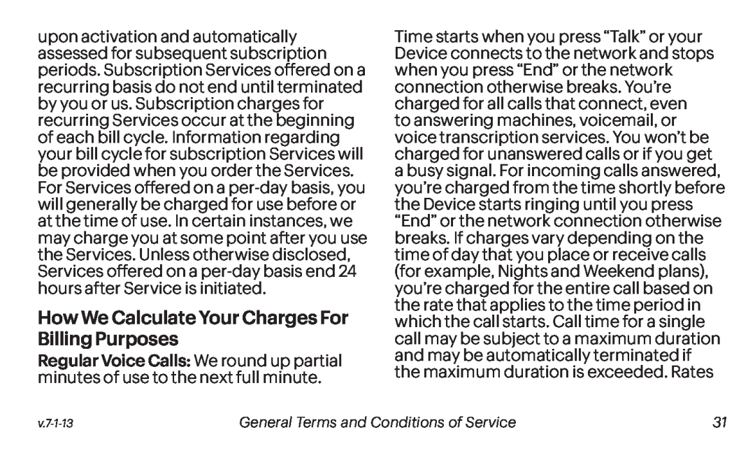 How We Calculate Your Charges For Billing Purposes Galaxy Tab 4 7.0 Sprint