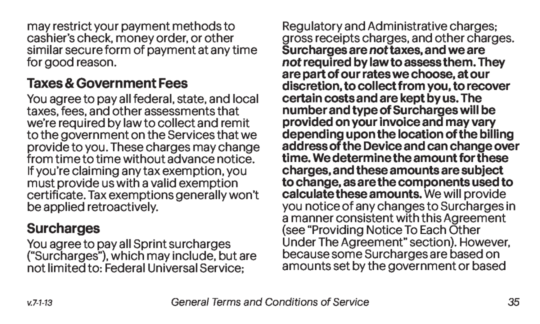 Taxes & Government Fees Galaxy Tab 4 7.0 Sprint