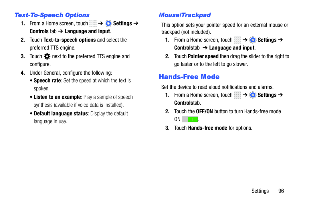 Text-To-SpeechOptions Galaxy Tab 4 7.0 Wi-Fi