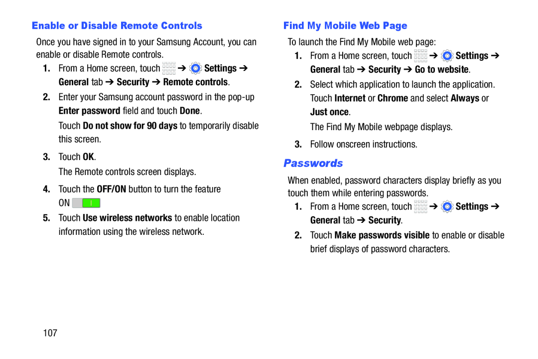 Passwords Galaxy Tab 4 7.0 Wi-Fi