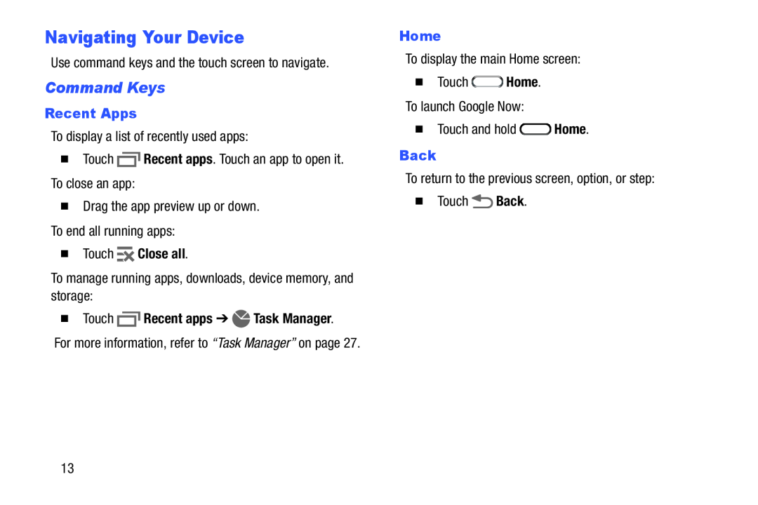 Navigating Your Device Galaxy Tab 4 7.0 Wi-Fi