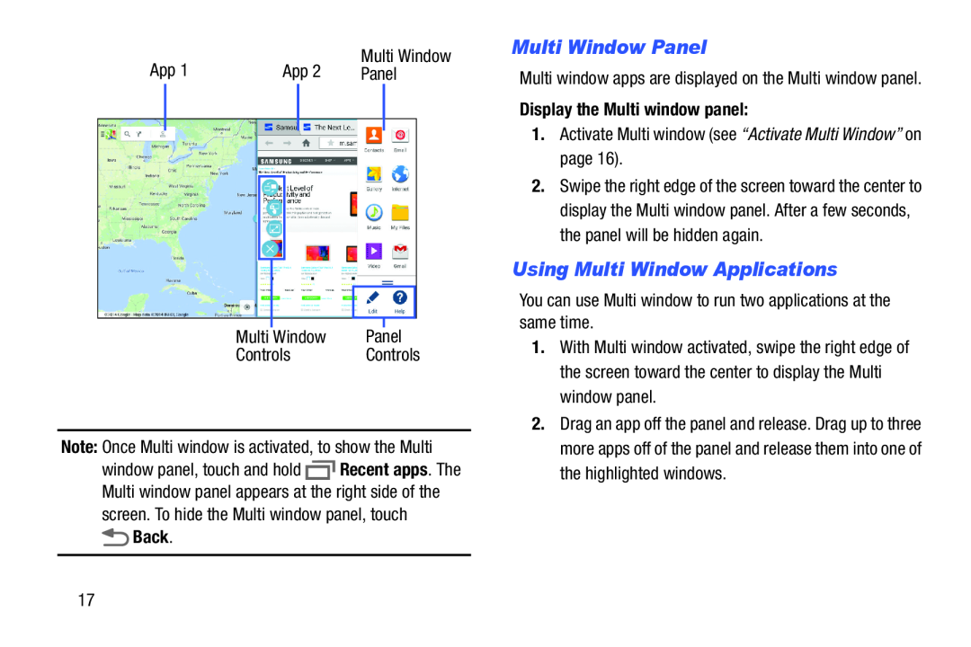 Multi Window Panel Galaxy Tab 4 7.0 Wi-Fi