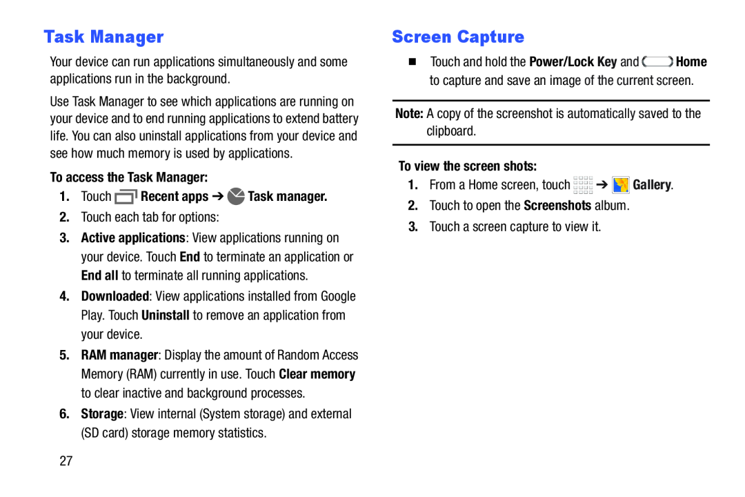 Screen Capture Galaxy Tab 4 7.0 Wi-Fi