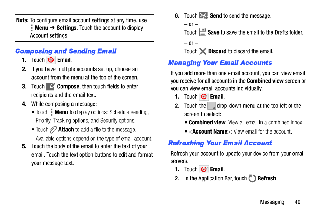 Managing Your Email Accounts Galaxy Tab 4 7.0 Wi-Fi