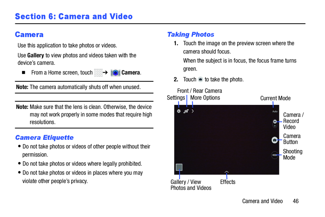 Section 6: Camera and Video Galaxy Tab 4 7.0 Wi-Fi