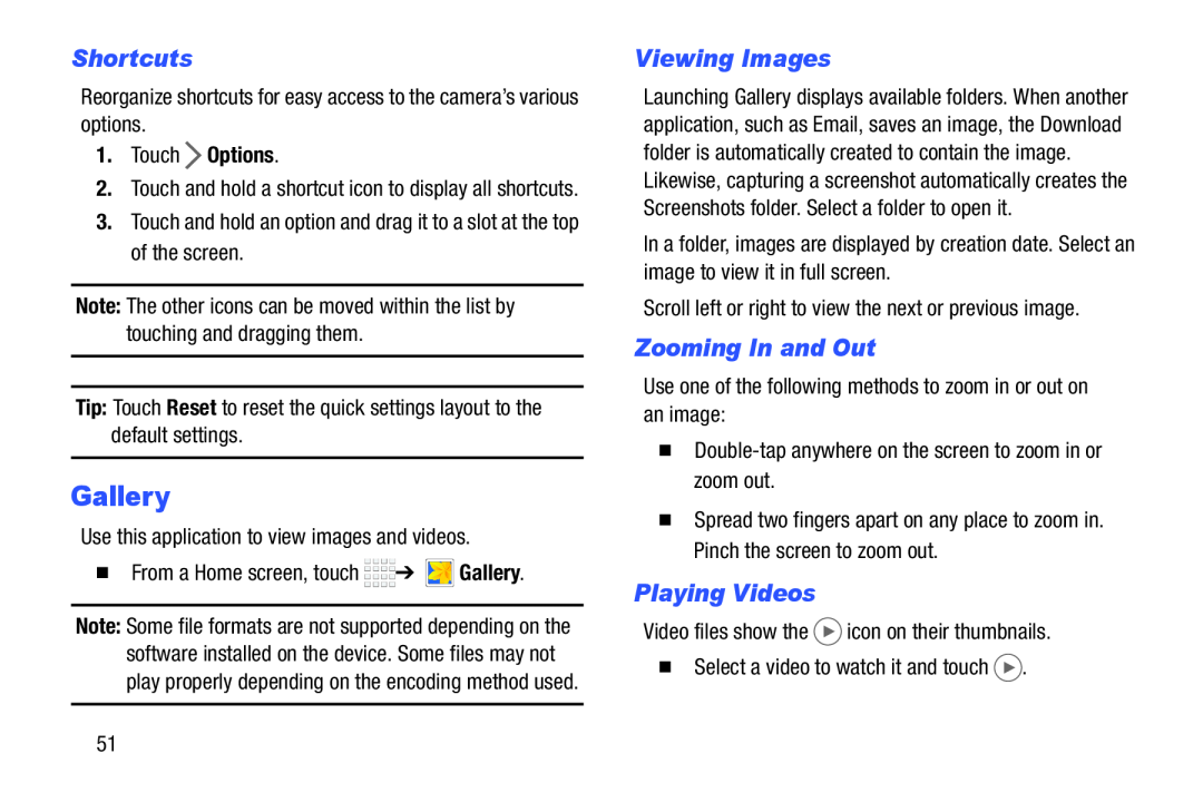 Shortcuts Galaxy Tab 4 7.0 Wi-Fi