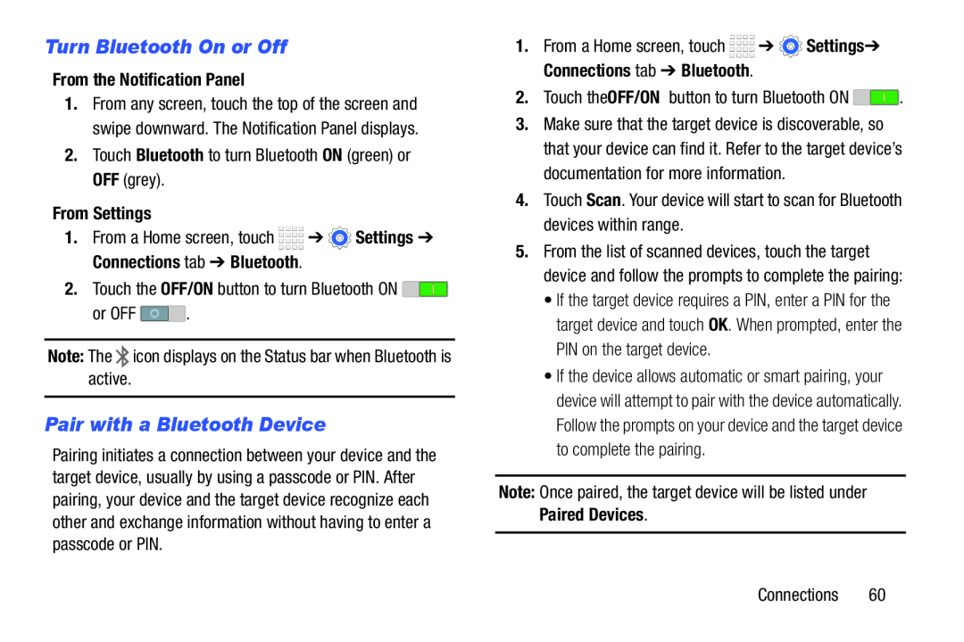 Turn Bluetooth On or Off Pair with a Bluetooth Device