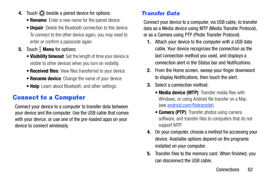 Transfer Data Connect to a Computer