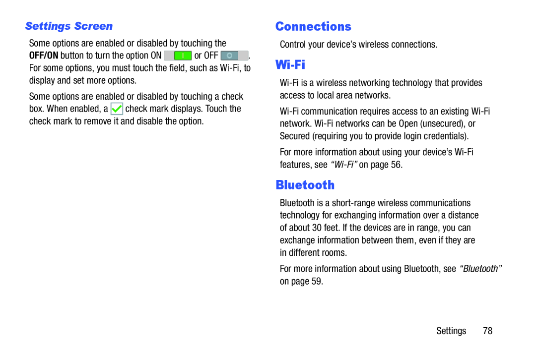 Connections Galaxy Tab 4 7.0 Wi-Fi