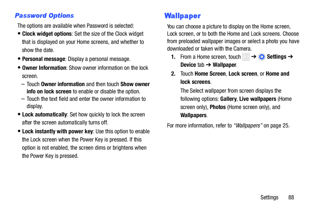 Password Options Galaxy Tab 4 7.0 Wi-Fi