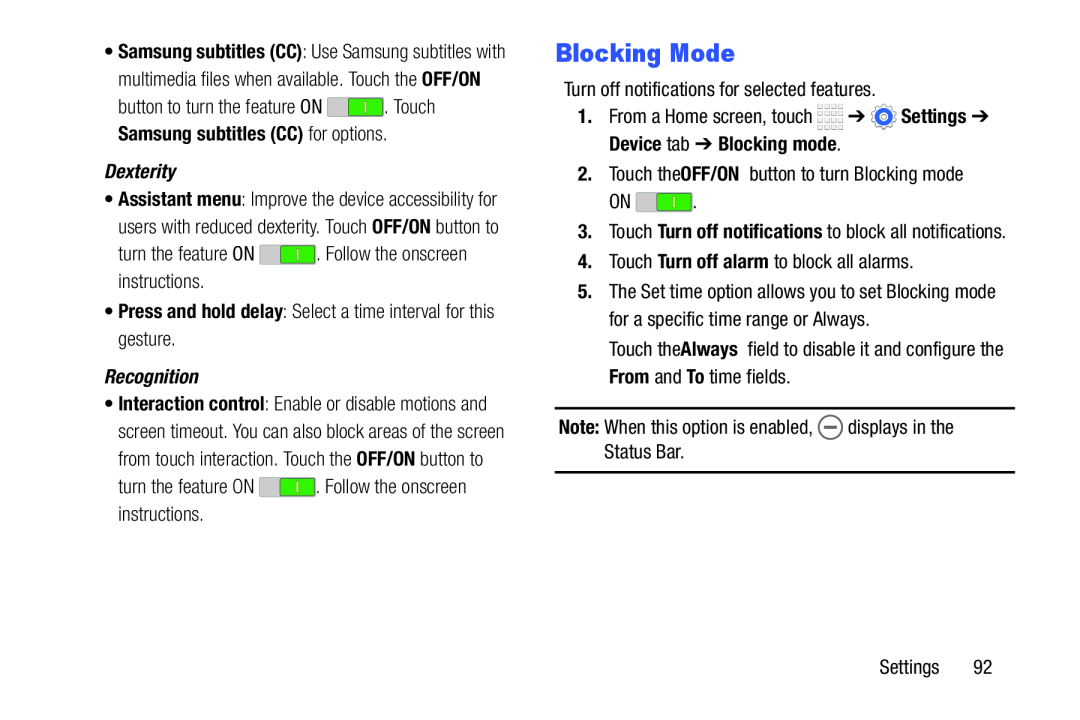 Blocking Mode Galaxy Tab 4 7.0 Wi-Fi