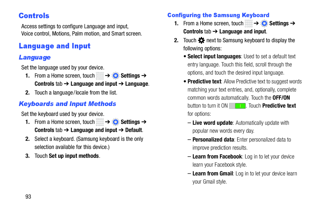 Language Galaxy Tab 4 7.0 Wi-Fi