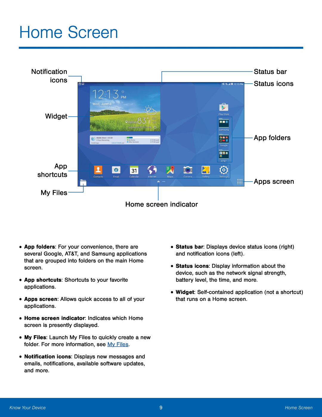 App shortcuts Galaxy Tab 4 10.1 AT&T