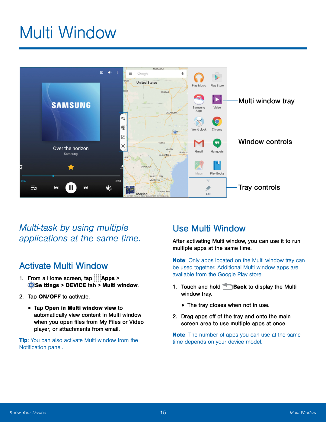 Multi window tray Window controls