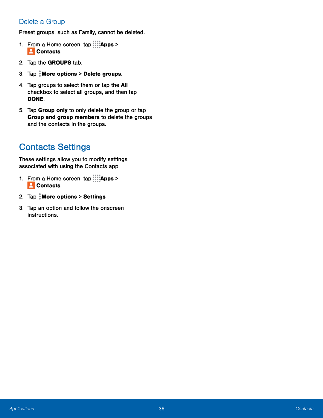 Contacts Settings Galaxy Tab 4 10.1 AT&T