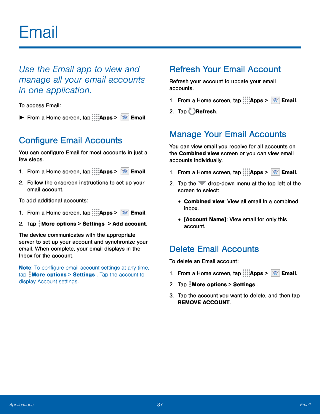 Configure Email Accounts Refresh Your Email Account