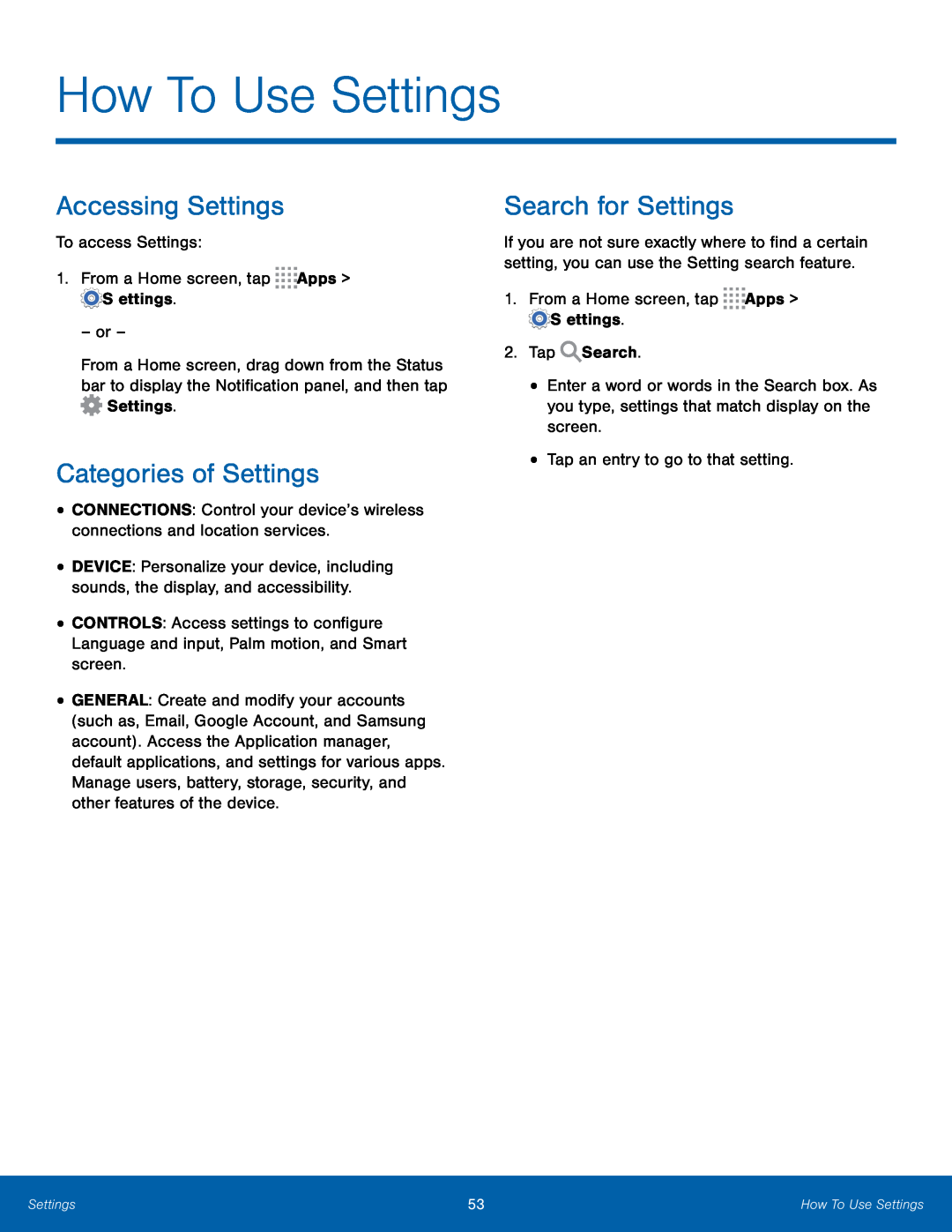 Accessing Settings Galaxy Tab 4 10.1 AT&T