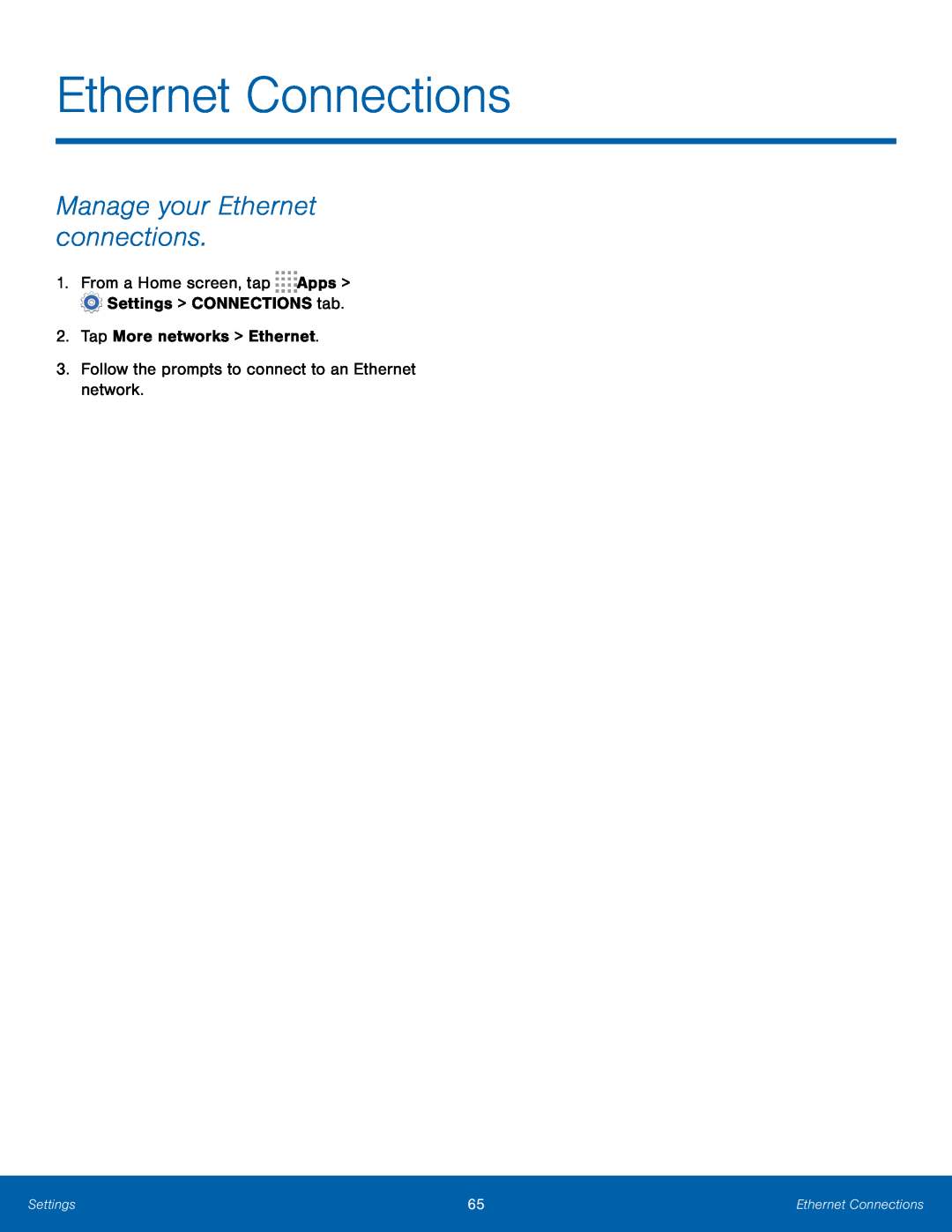 Manage your Ethernet connections Ethernet Connections