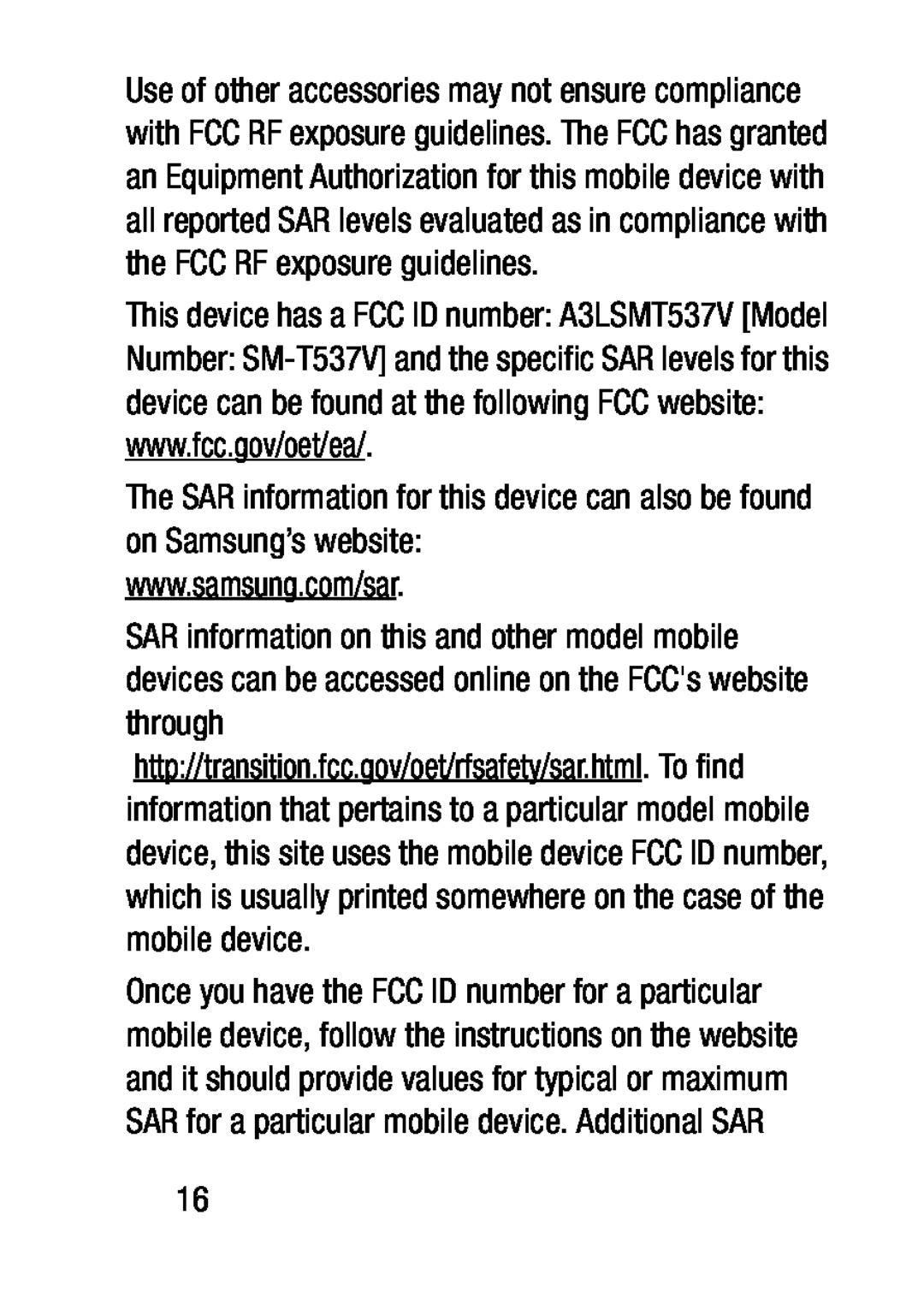 www.samsung.com/sar Galaxy Tab 4 10.1 Verizon