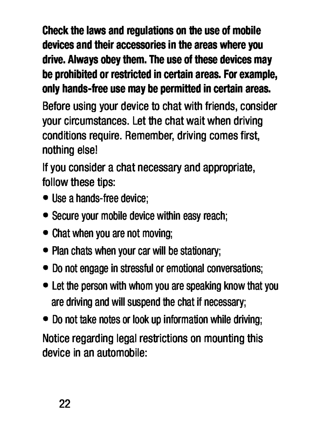 Notice regarding legal restrictions on mounting this device in an automobile: Galaxy Tab 4 10.1 Verizon