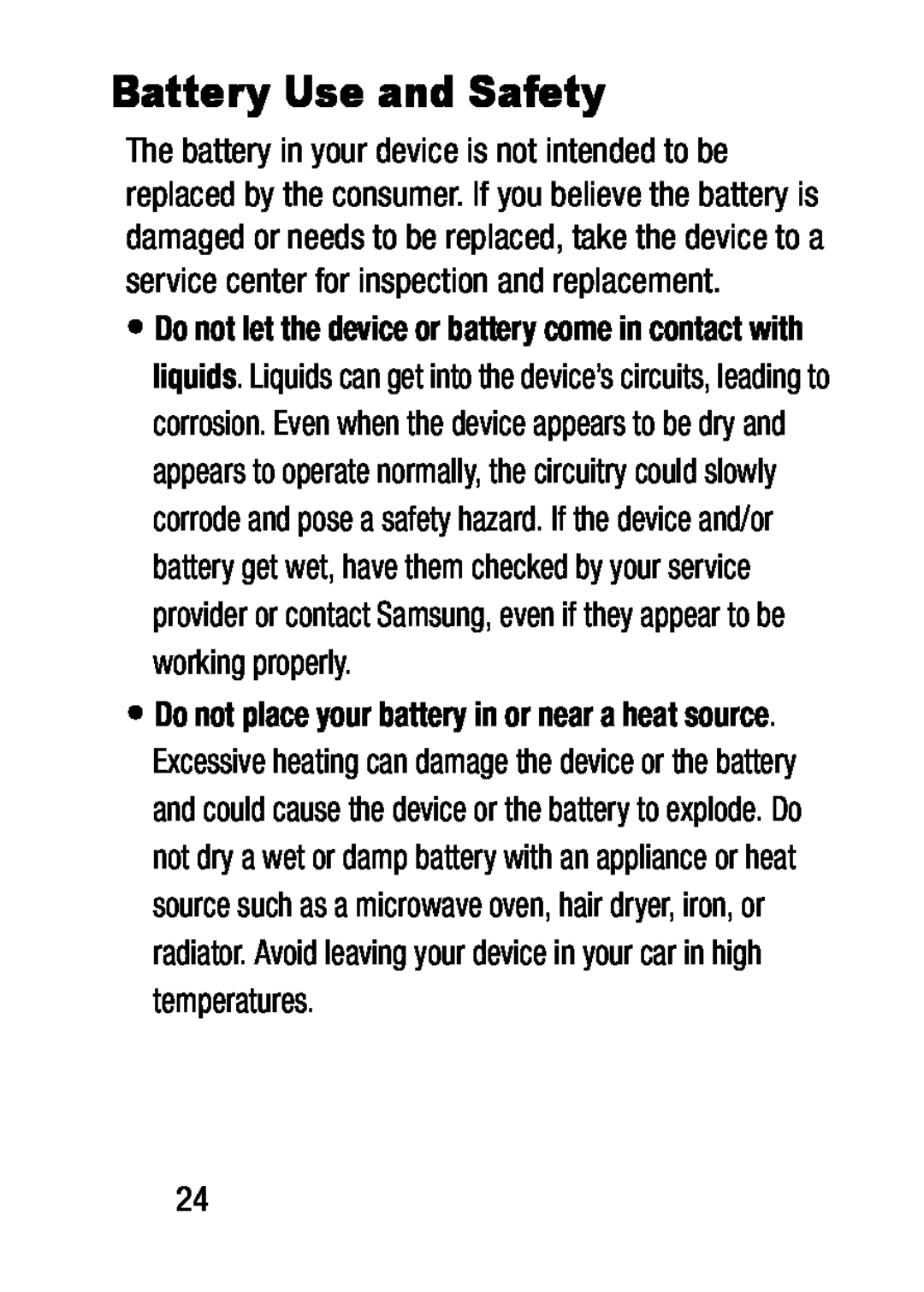 Battery Use and Safety Galaxy Tab 4 10.1 Verizon