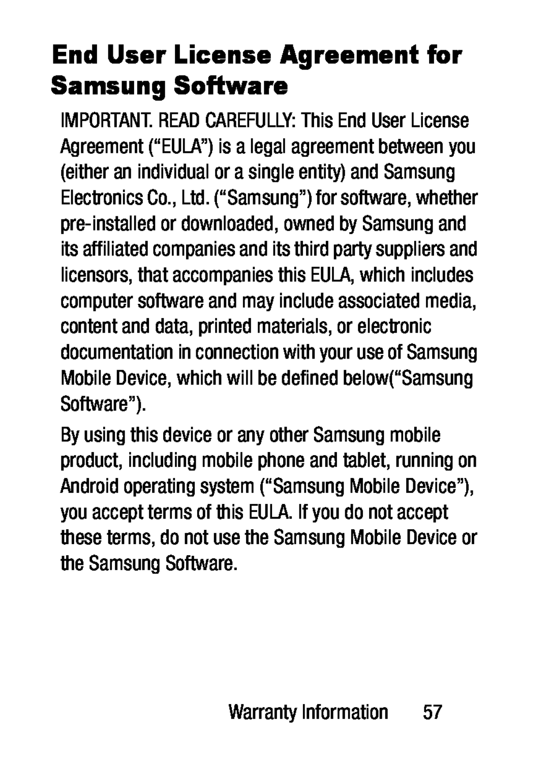 End User License Agreement for Samsung Software