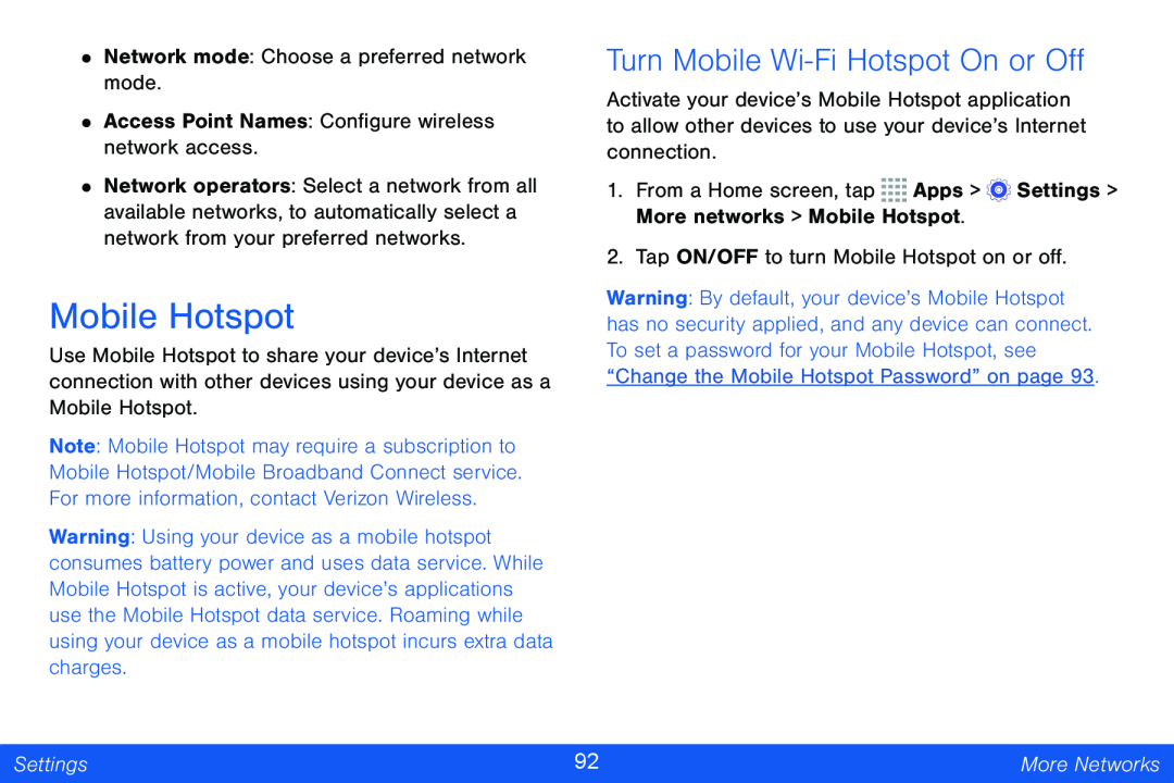 Turn Mobile Wi-FiHotspot On or Off