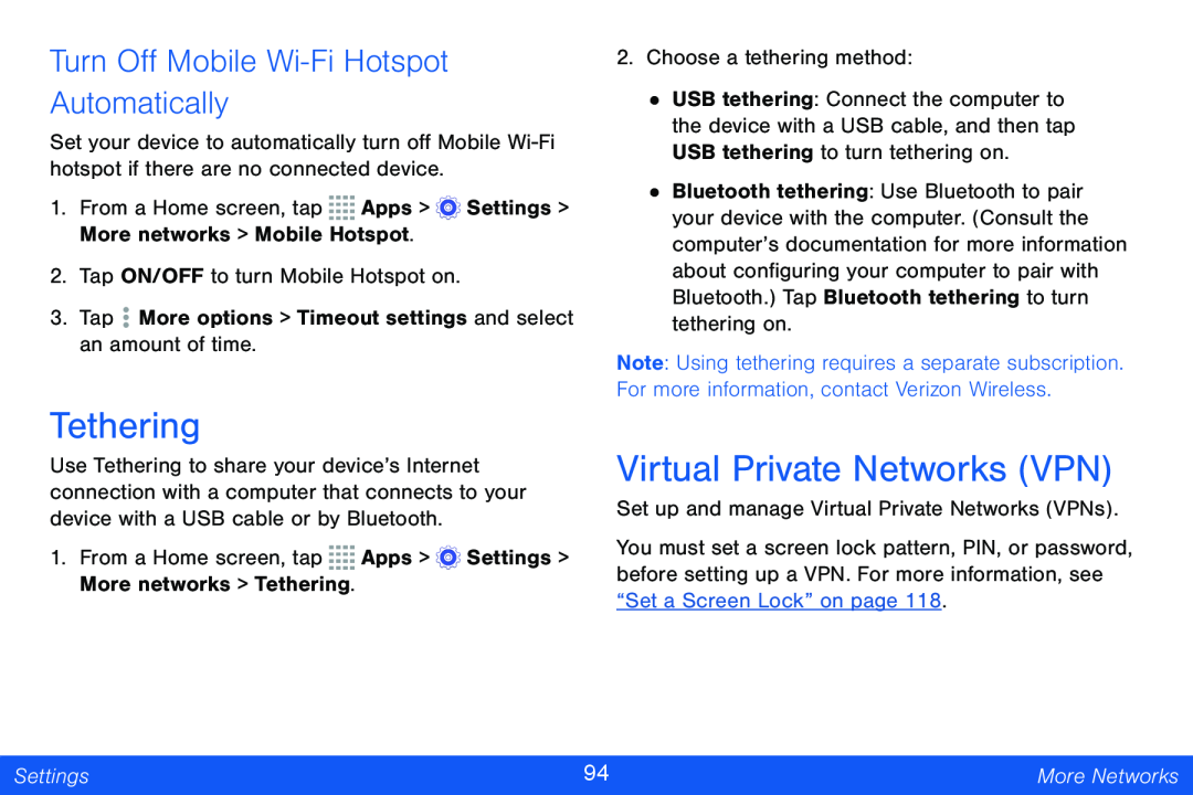 Virtual Private Networks (VPN) Galaxy Tab 4 10.1 Verizon