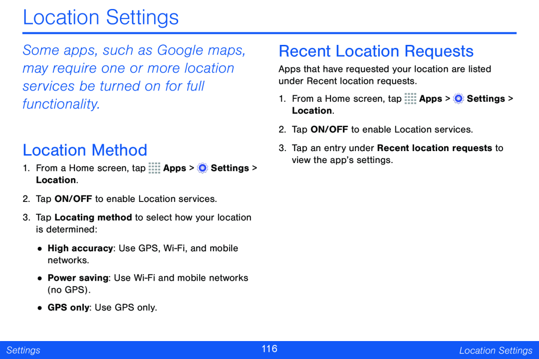 Recent Location Requests Galaxy Tab 4 10.1 Verizon