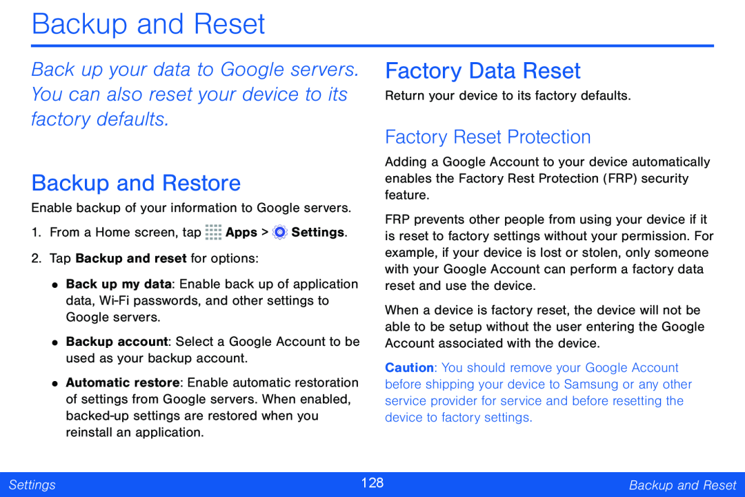 Factory Reset Protection Galaxy Tab 4 10.1 Verizon