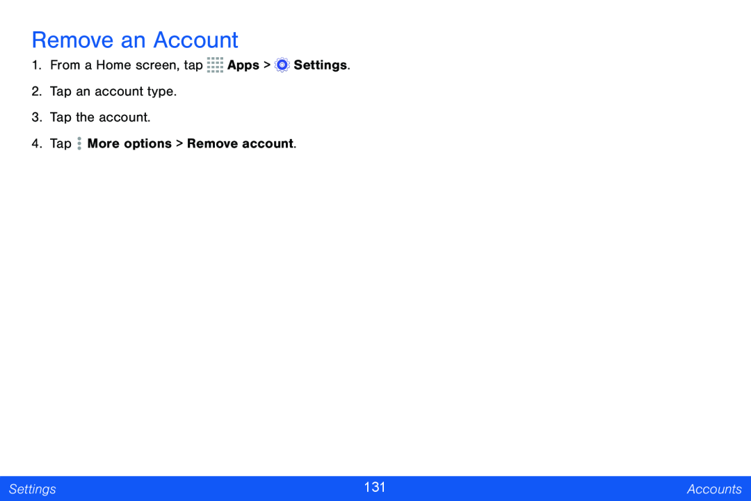 Remove an Account Galaxy Tab 4 10.1 Verizon