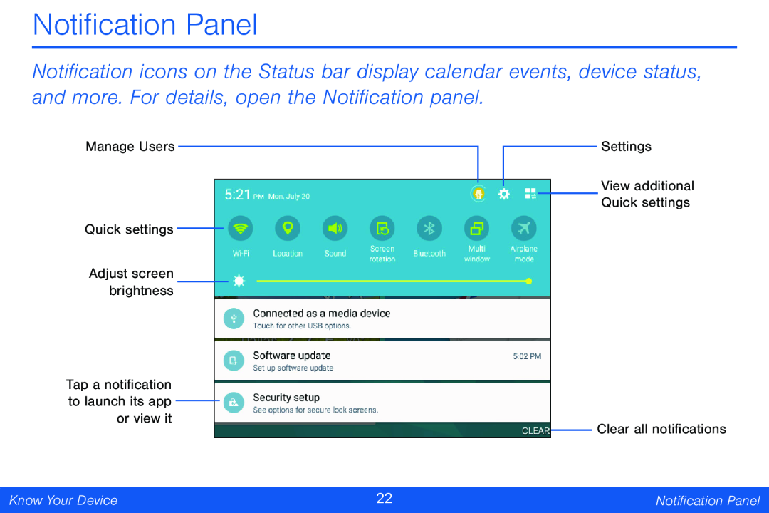 Notification Panel Galaxy Tab 4 10.1 Verizon