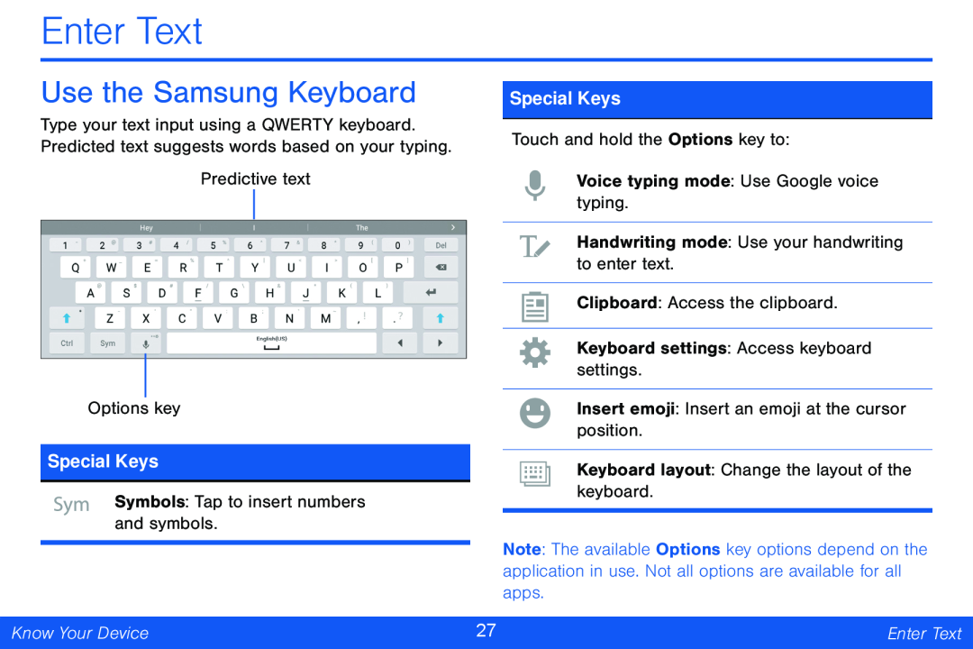 Use the Samsung Keyboard Galaxy Tab 4 10.1 Verizon