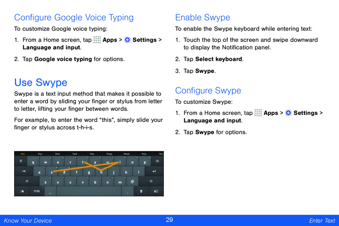 Configure Swype Galaxy Tab 4 10.1 Verizon