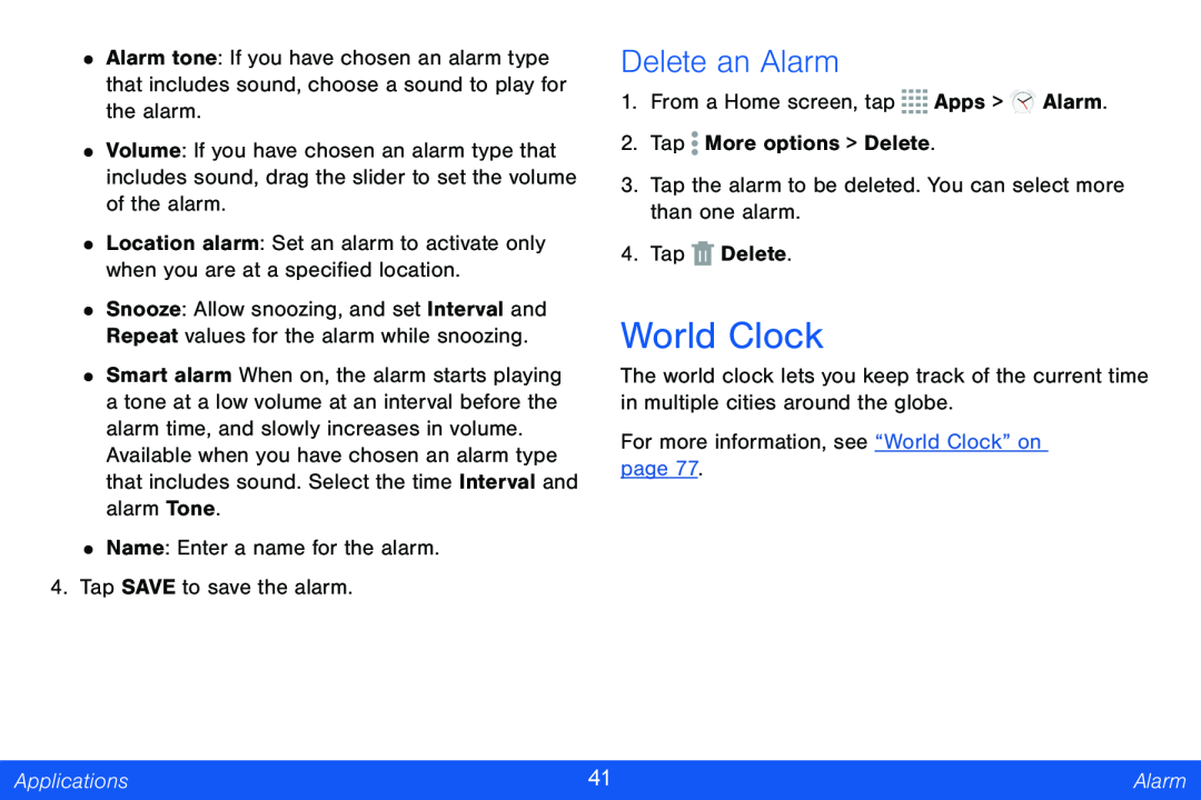 Delete an Alarm World Clock