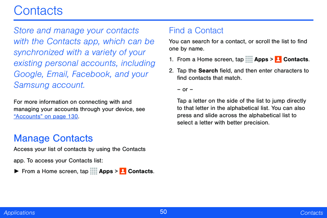 Find a Contact Manage Contacts